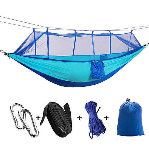 

Camping Hammock with Mosquito Net Double Hammock Outdoor Moistureproof Well-ventilated Ultra Light (UL) Parachute Nylon with Carabiners and Tree Straps for 2 person Camping / Hiking Hunting Outdoor