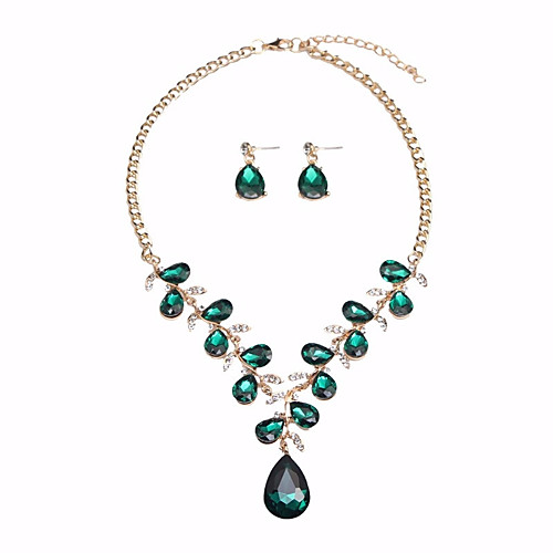 

Women's Crystal Drop Earrings Hoop Earrings Statement Necklace Vintage Style Byzantine Leaf Pear Statement Ladies Vintage European Earrings Jewelry Gray / Green / Blue For Party Ceremony