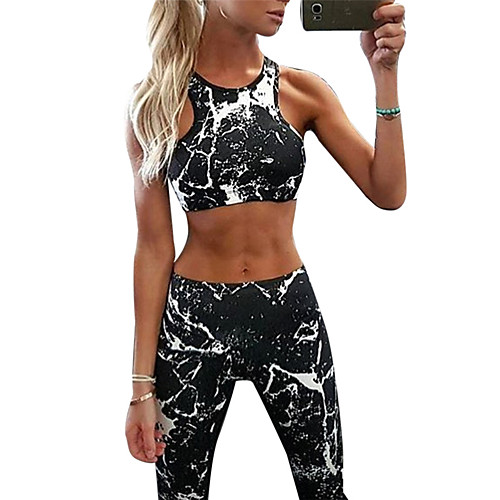 

Women's Yoga Suit Fashion Yoga Running Fitness Tights Bra Top Clothing Suit Sleeveless Activewear Lightweight Breathable Quick Dry Power Flex High Elasticity Slim