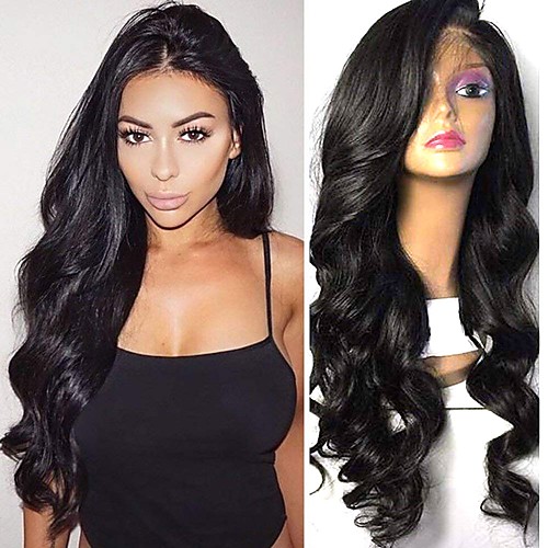 

Synthetic Wig Synthetic Lace Front Wig Wavy Kardashian Layered Haircut Lace Front Wig Long Black#1B Dark Brown Synthetic Hair 26 inch Women's Soft Adjustable Best Quality Black Modernfairy Hair