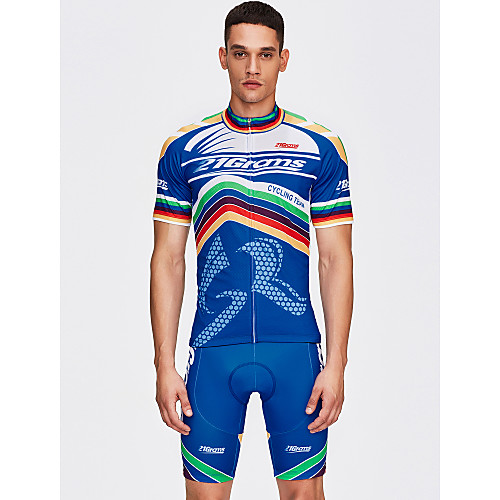 

21Grams Men's Short Sleeve Cycling Jersey with Bib Shorts Silicon Polyester White Bike Shorts Bib Shorts Jacket Breathable 3D Pad Quick Dry Sweat-wicking Sports Classic Mountain Bike MTB Road Bike