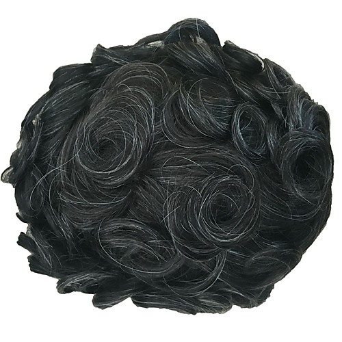 

Men's Human Hair Toupees Wavy 100% Hand Tied Soft