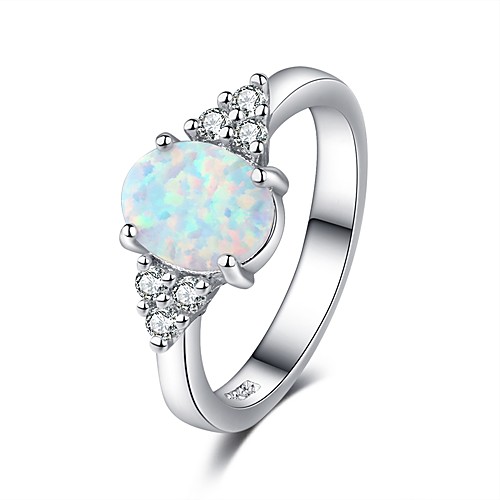 

Women's Ring Opal 1pc Silver Resin Copper Platinum Plated Ladies Romantic Fashion Date Valentine Jewelry Stylish Love Fireworks Lovely / Imitation Diamond