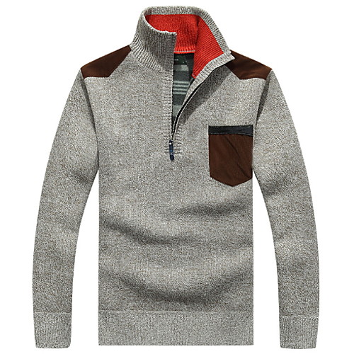 

Men's Solid Colored Cardigan Long Sleeve Regular Sweater Cardigans Crew Neck Red Dark Gray Brown