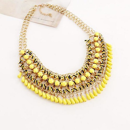 

Women's Statement Necklace Bib necklace Bib Ladies Vintage European Fashion Resin Plastic Alloy Black Yellow Necklace Jewelry For Party Special Occasion Birthday Gift