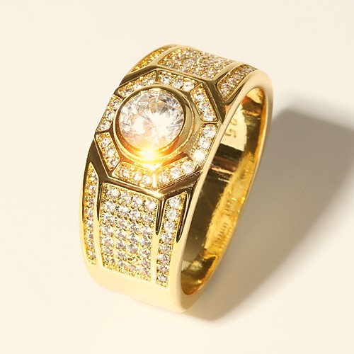 

Ring Classic Gold Brass Imitation Diamond 24K Gold Plated Precious Luxury Classic Fashion 1pc 7 8 9 10 11 / Men's / Solitaire