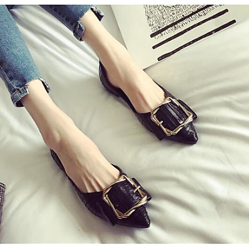

Women's Flats Comfort Shoes Flat Heel Daily PU Black Silver