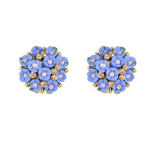 

Women's Crystal Stud Earrings Stylish Flower Lucky Ladies Basic Fashion Earrings Jewelry White / Blue / Pink For Daily Date 1 Pair