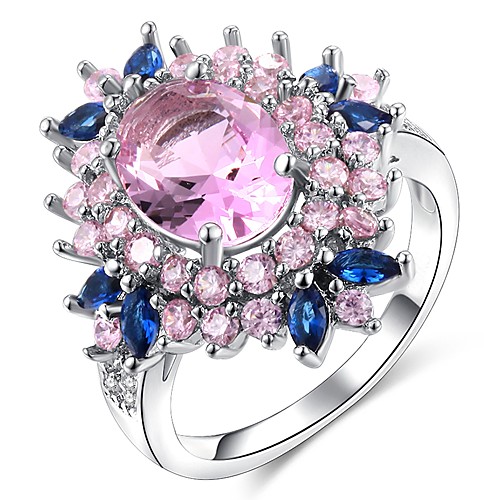 

Statement Ring Amethyst Layered Pink Copper Platinum Plated Imitation Diamond Flower Ladies Unusual Unique Design 1pc 6 7 8 9 10 / Women's / Solitaire