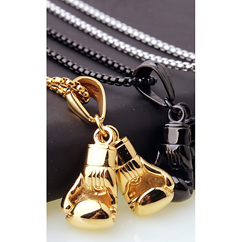 

Men's Chain Necklace Charm Necklace Stylish Foxtail chain Boxing Gloves European Casual / Sporty Fashion Steel Stainless Gold Black Silver 45 cm Necklace Jewelry 1pc For Gift Street