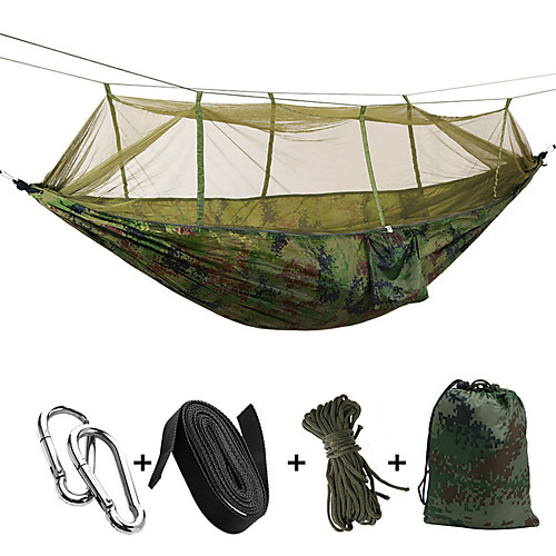 

Camping Hammock with Mosquito Net Double Hammock Outdoor Portable Lightweight Breathable Anti-Mosquito Moistureproof Parachute Nylon with Carabiners and Tree Straps for 2 person Hunting Hiking Camping