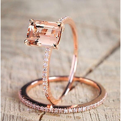 

Band Ring Cubic Zirconia Solitaire Rose Gold Copper Gold Plated Creative Ladies Unique Design Elegant 2pcs 7 8 / Women's / Citrine