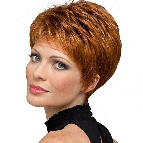 

Synthetic Wig Straight Pixie Cut Wig Short Copper Brown Synthetic Hair 6 inch Women's Synthetic Red Gray