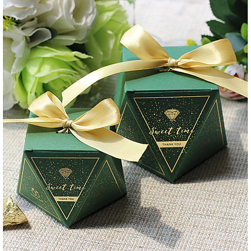 

irregular Card Paper Favor Holder with Ribbons Favor Boxes - 12pcs