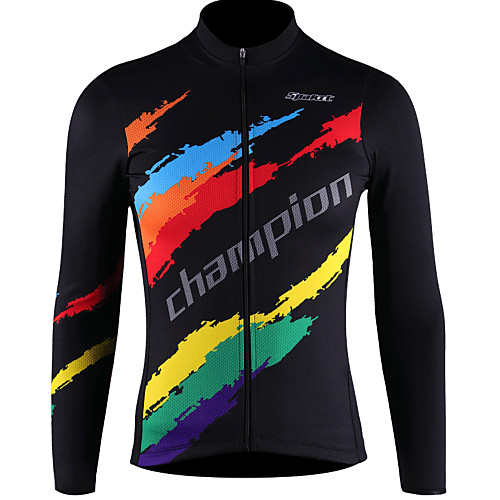 

SPAKCT Men's Long Sleeve Cycling Jersey Winter Elastane Black Champion National Flag Bike Jersey Top Mountain Bike MTB Road Bike Cycling Breathable Quick Dry Moisture Wicking Sports Clothing Apparel