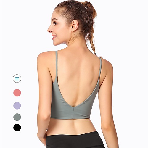 

Women's Sports Bra Top Sports Bra Bra Top Sexy Spandex Yoga Running Exercise & Fitness Breathable Sweat-wicking Padded Medium Support Black Grey Dark Pink Purple Solid Colored