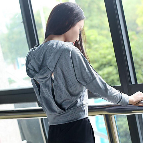 

Women's Cut Out Track Jacket Running Jacket Running Fitness Workout Breathable Quick Dry Soft Sportswear Top Long Sleeve Activewear Micro-elastic / Sweat-wicking