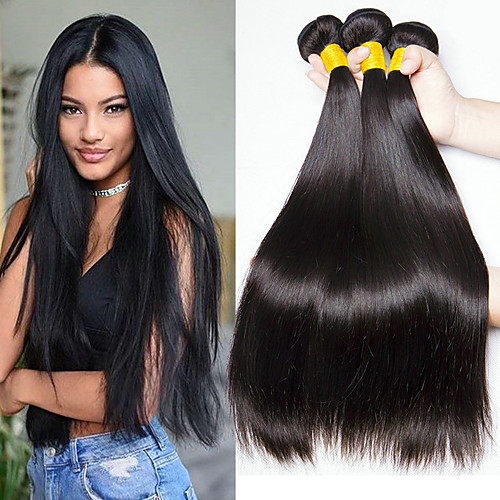 

3 Bundles Malaysian Hair Straight Human Hair 300 g Natural Color Hair Weaves / Hair Bulk Bundle Hair One Pack Solution 8-28 inch Natural Color Human Hair Weaves Best Quality New Arrival For Black