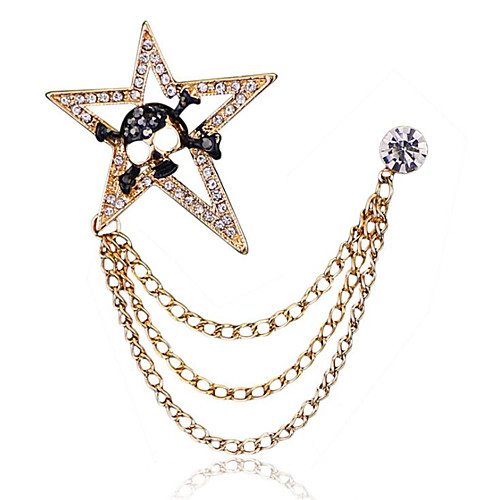 

Men's Cubic Zirconia Brooches Stylish Link / Chain Statement Fashion British Brooch Jewelry Gold Silver For Daily Holiday