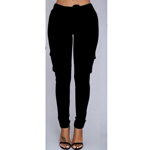 

Women's Daily Going out Plus Size Sexy Sporty Basic Legging Solid Colored Ruched Mid Waist White Black Red S M L