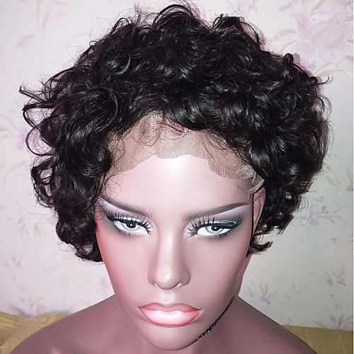 

Remy Human Hair Full Lace Wig Bob Layered Haircut Side Part style Brazilian Hair Water Wave Natural Wig 130% Density with Baby Hair Natural Hairline African American Wig 100% Virgin Women's Short