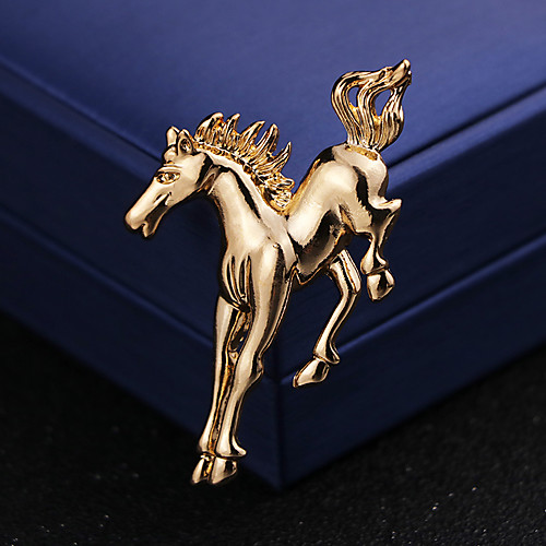 

Men's Brooches Classic Stylish Horse Creative Artistic Simple British Brooch Jewelry Gold Silver For Wedding Daily