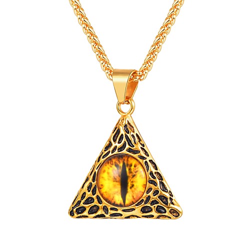 

Men's Citrine Pendant Necklace Vintage Style franco chain Eyes Vintage Fashion scottish Stainless Steel Black Gold Silver 55 cm Necklace Jewelry 1pc For Gift Daily