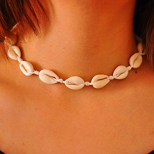 

Girls' Choker Necklace Handmade Beach Theme Personalized Simple Bohemian Fashion Cowry Shell Cowrie Shell White Brown Line Necklace with Bracelet White Line Necklace with Bracelet Black Line Necklace