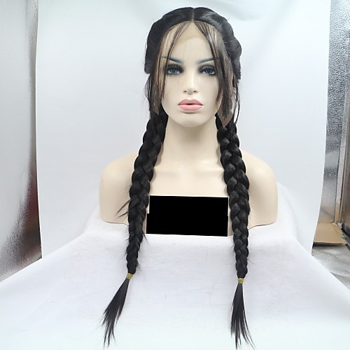 

Synthetic Lace Front Wig Straight Braid Lace Front Wig Medium Length Black#1B Synthetic Hair 24 inch Women's Women Black