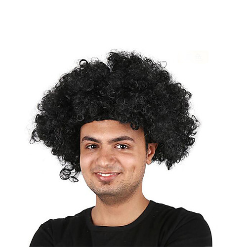

Synthetic Wig Cosplay Wig Curly Bob Wig Short Light golden Lake Blue Pink Blue Green Synthetic Hair 14 inch Men's Cosplay Hot Sale Fluffy Black Blue