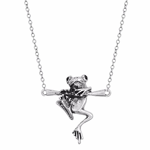 

Women's Obsidian Pendant Necklace Byzantine Frog Animal Ladies Dangling Casual / Sporty Alloy Ancient Bronze Silver 45 cm Necklace Jewelry 1pc For Gift Holiday