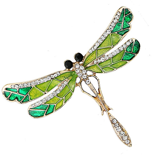 

Women's Cubic Zirconia Brooches Stylish Tennis Chain Creative Dragonfly Luxury Baroque Fashion Rhinestone Brooch Jewelry Green For Wedding Daily