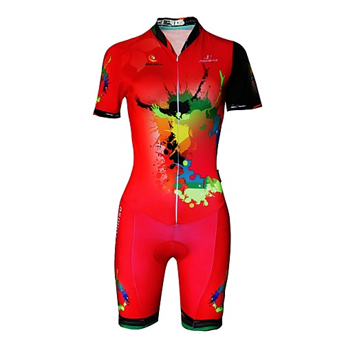 

Malciklo Women's Short Sleeve Triathlon Tri Suit Red Plus Size Bike Reflective Strips Sweat-wicking Sports Lycra Painting Mountain Bike MTB Road Bike Cycling Clothing Apparel / Stretchy / Italian Ink