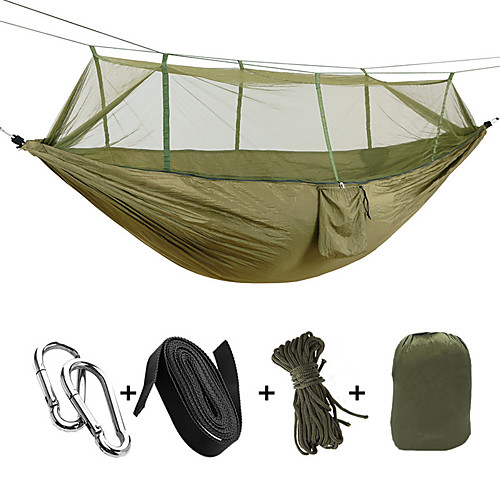 

Camping Hammock with Mosquito Net Double Hammock Outdoor Anti-Mosquito Moistureproof Well-ventilated Ultra Light (UL) Rectangular Parachute Nylon with Carabiners and Tree Straps for 2 person Camping