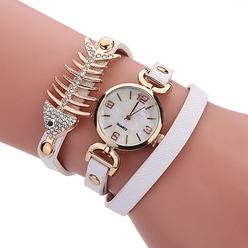 

Women's Bracelet Watch Wrap Bracelet Watch Quartz Quilted PU Leather Black / White / Blue New Design Casual Watch Imitation Diamond Analog Ladies Casual Fashion - Red Blue Pink One Year Battery Life