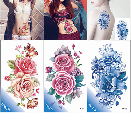 

decal-style-temporary-tattoos-tattoo-sticker-body-arm-chest-temporary-tattoos-3-pcs-flower-series-romantic-series-eco-friendly-new-design-body-arts