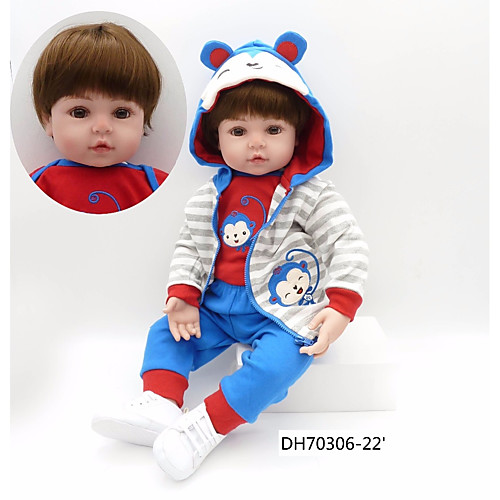 

NPKCOLLECTION 24 inch NPK DOLL Reborn Doll Baby Boy Reborn Toddler Doll Cute New Design Artificial Implantation Brown Eyes Cloth Silica Gel 3/4 Silicone Limbs and Cotton Filled Body with Clothes and