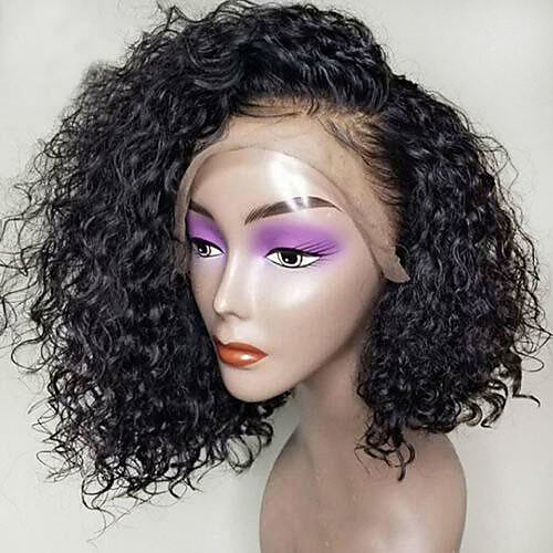 

Synthetic Wig Synthetic Lace Front Wig Curly Side Part Lace Front Wig Short Black#1B Dark Brown Synthetic Hair 12 inch Women's with Baby Hair Natural Hairline Side Part Black Modernfairy Hair