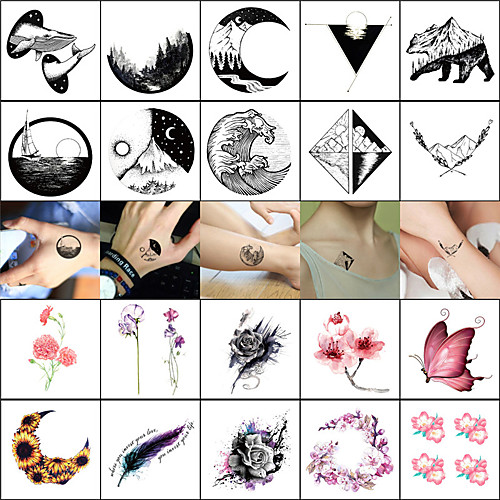 

decal style temporary tattoos face body wrist temporary tattoos 40 pcs totem series animal series smooth sticker safety body arts masquerade bachelor