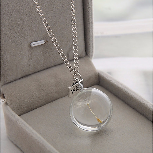 

Women's Pendant Necklace Chain Necklace Stylish Cuban Link Ball Dandelion Stylish Simple Sweet Glass Alloy Transparent 60 cm Necklace Jewelry 1pc For Date Work