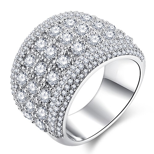 

Women's Ring Micro Pave Ring 1pc Silver Copper Platinum Plated Imitation Diamond Ladies Classic Hyperbole Wedding Party Jewelry Stylish Halo Pave Star Gypsophila Cute