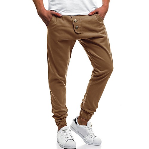 

Men's Harlem Pants Plus Size Cotton Daily Harem Sweatpants Pants Solid Colored Black Army Green Khaki / Spring / Fall