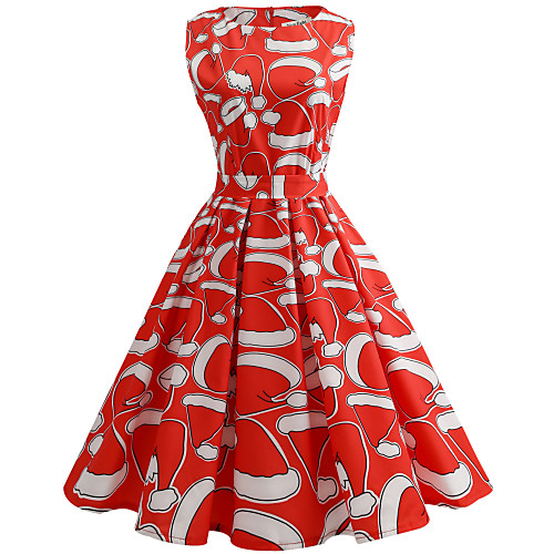 

Santa Claus Christmas Dress Women's Adults' Leisure Christmas Christmas Polyester Dress