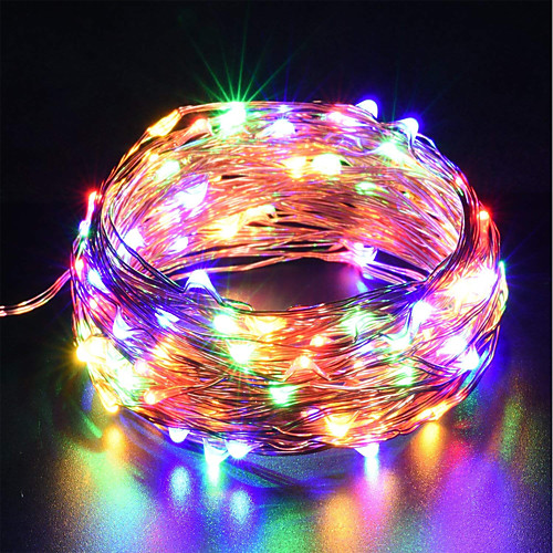 

ZDM USB Copper Wire lights Fairy String 10M 33Ft 100leds with 7 different color RGB change automatically Waterproof Starry Dcor Rope Lights Christmas strip Lights (Automatic change of color)