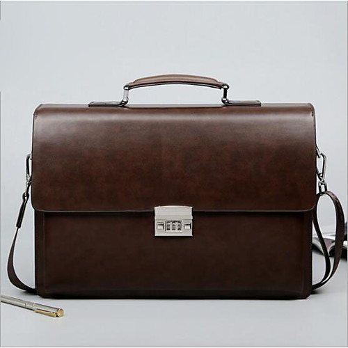 

Women's Zipper PU Briefcase Black / Brown