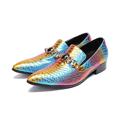 

Men's Novelty Shoes Fall & Winter Casual / British Wedding Party & Evening Oxfords Synthetics Handmade Rainbow Color Block Gradient