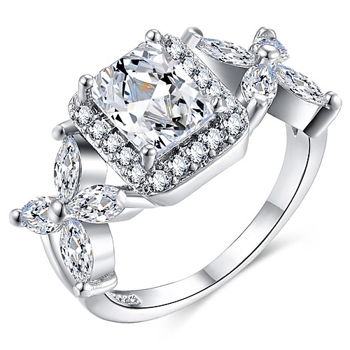 

Women's Statement Ring Ring 1pc Silver Copper Platinum Plated Imitation Diamond Cuboid Ladies Stylish Oversized Wedding Party Jewelry Stylish Simulated Creative Cute