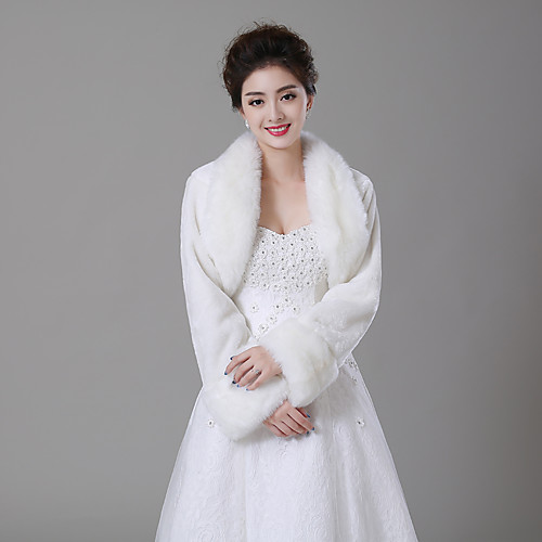 

Long Sleeve Shrugs Faux Fur Wedding / Birthday Women's Wrap With Solid