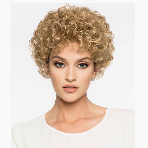 

Synthetic Wig Curly Pixie Cut Wig Blonde Short Light golden Synthetic Hair 6 inch Women's Synthetic Blonde