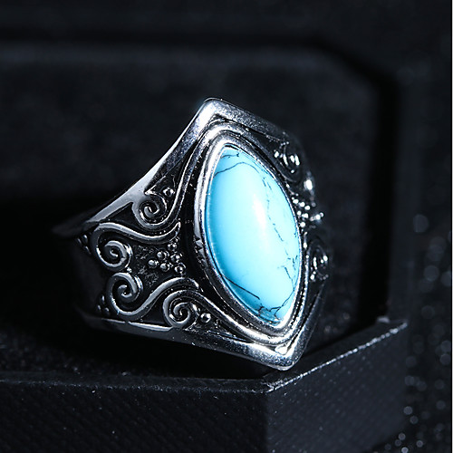 

Women's Statement Ring Ring Turquoise 1pc Light Blue Copper Silver-Plated Ladies Vintage Punk Professional Festival Jewelry Vintage Style Solitaire Creative Magic Cool